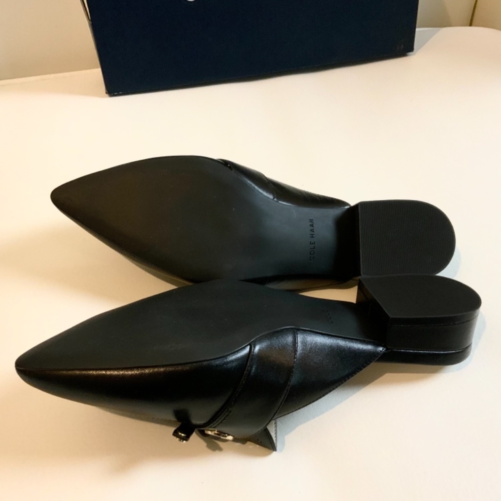 Cole Haan Emily Black Leather Mule Flat Sandal Women’s Pointed Toe Shoes 6.5 - Picture 14 of 16